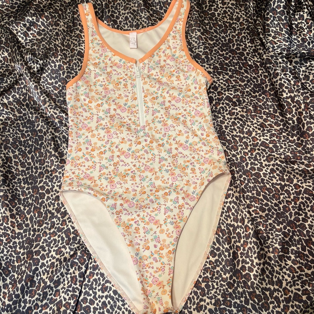 P2F Power to the Flower Zip Up One Piece Swimsuit